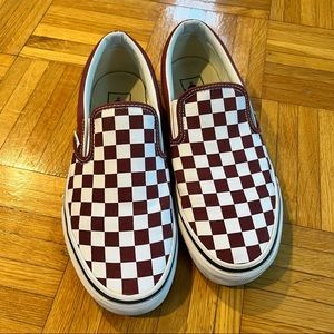 Burgundy Checkered Vans